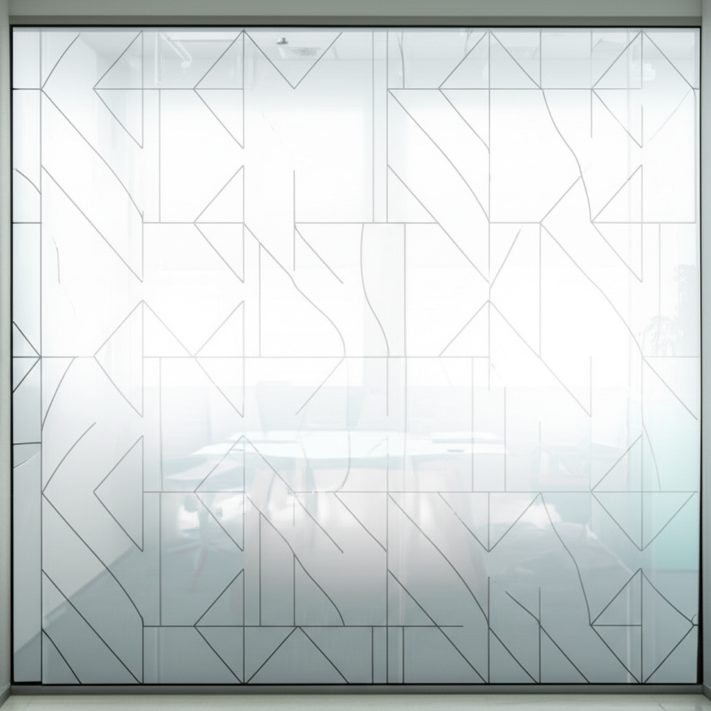 Decorative window film patterns showcase featuring frosted, geometric, and nature-inspired designs