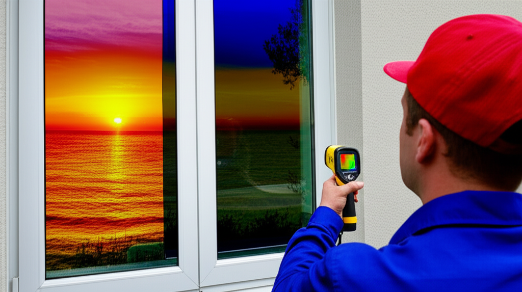 Energy efficient window film demonstration showing thermal performance and energy savings