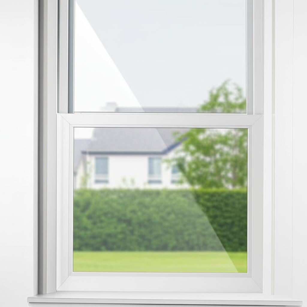 Privacy window film demonstration showing one-way visibility effect in modern office